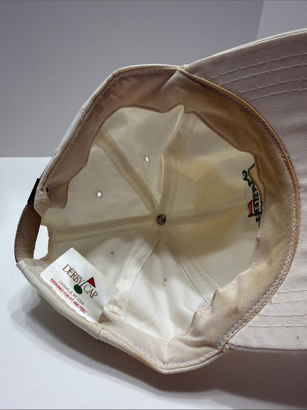 Vintage Masters Cream Cap with Green & Yellow Embroidered Logo - Picture 11 of 14